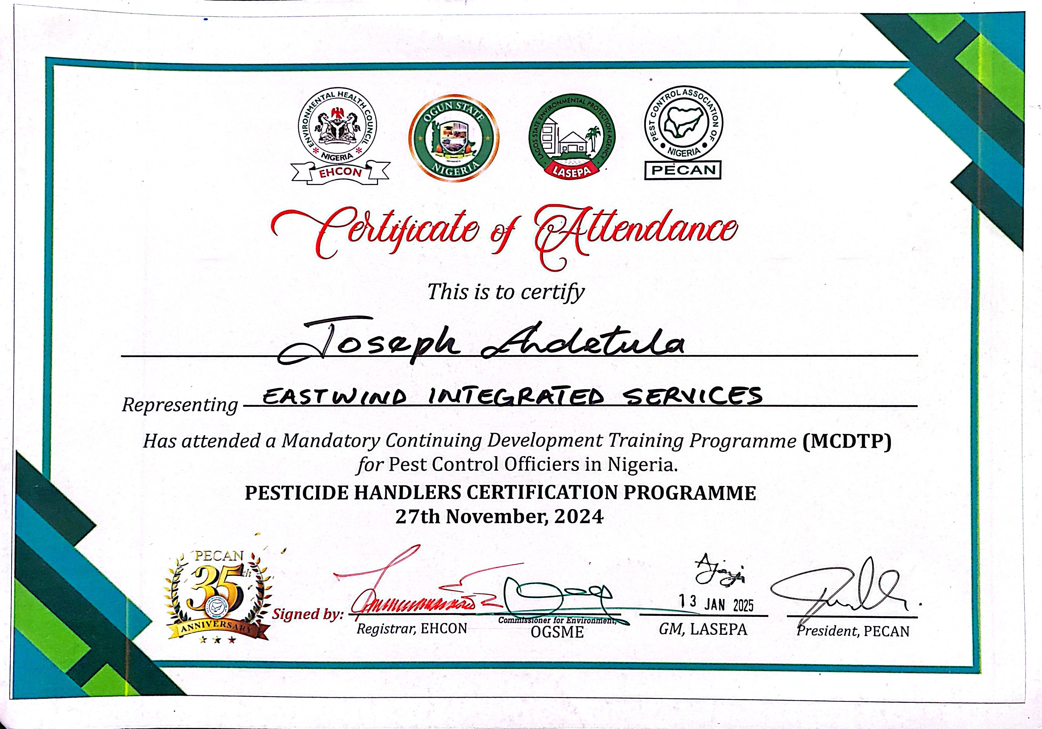 Eastwind Certification 2